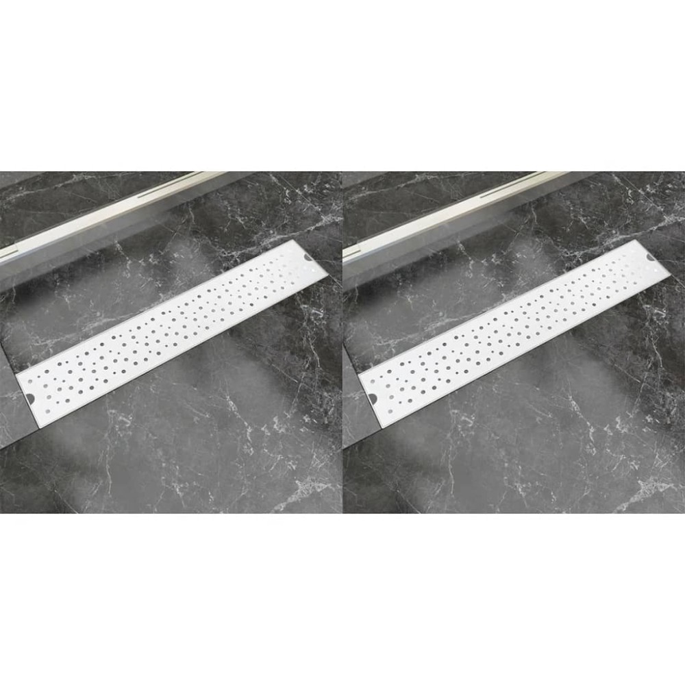 vidaXL Rigolă liniară de duș 2 buc. 630x140 mm, oțel inoxidabil, bule