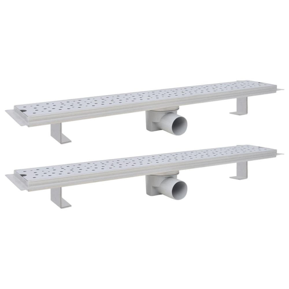 vidaXL Rigolă duș liniară, 2 buc., 730x140 mm, oțel inoxidabil, bule