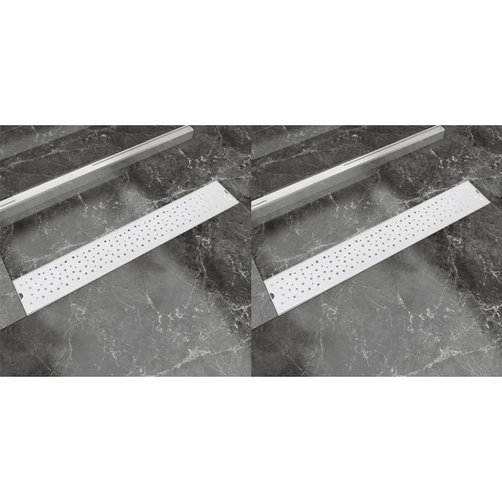 vidaXL Rigolă duș liniară, 2 buc., 730x140 mm, oțel inoxidabil, bule