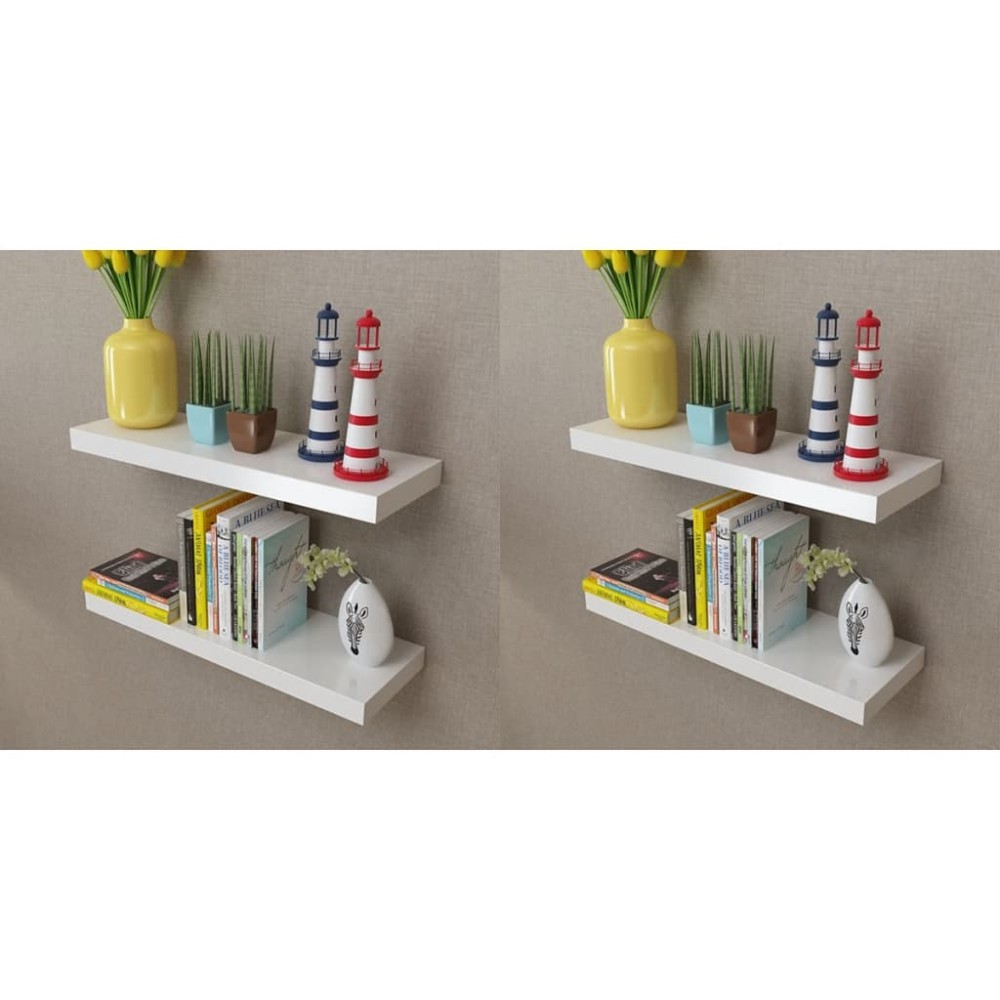 vidaXL Rafturi de perete, 4 buc., alb, 60 cm