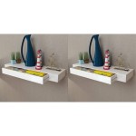 vidaXL Rafturi de perete suspendate cu sertare, 2 buc., alb, 80 cm vidaXL Rafturi de perete suspendate cu sertare, 2 buc., alb, 80 cm