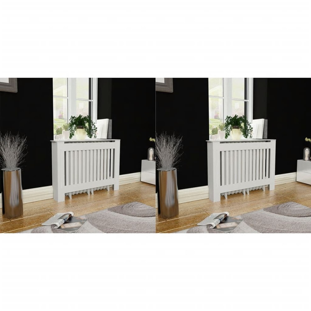 vidaXL Mască de calorifer, 2 buc., alb, 112 cm, MDF