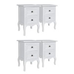 vidaXL Noptiere cu 2 sertare, 4 buc., alb, MDF