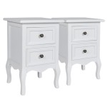 vidaXL Noptiere cu 2 sertare, 4 buc., alb, MDF