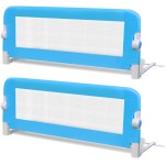 vidaXL Balustradă de protecție pat copii, 2 buc., albastru, 102x42 cm vidaXL Balustradă de protecție pat copii, 2 buc., albastru, 102x42 cm