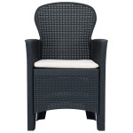 vidaXL Set mobilier exterior, 5 piese, antracit, plastic, aspect ratan