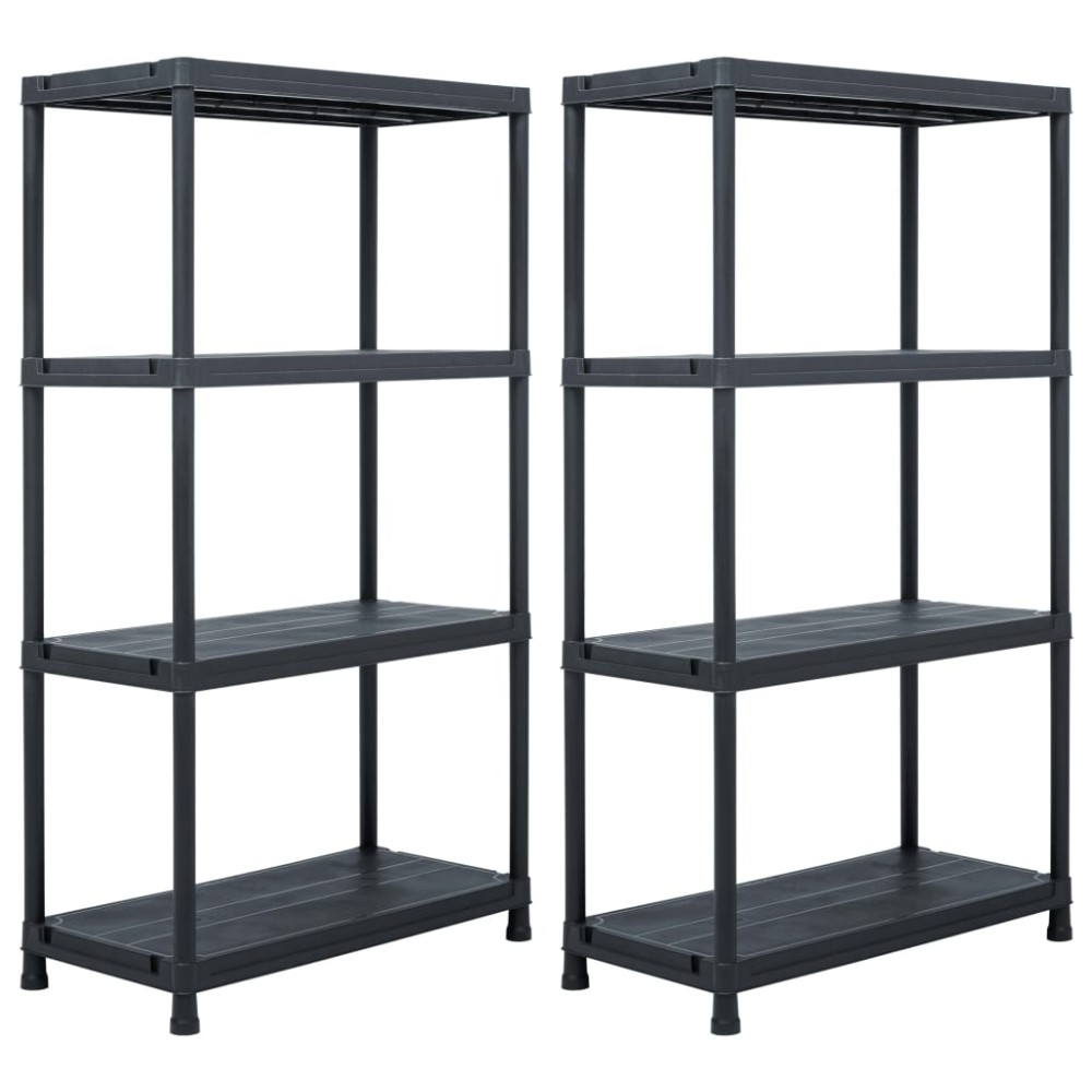 vidaXL Rafturi de depozitare, 2 buc. negru, 60 x 30 x 138 cm plastic
