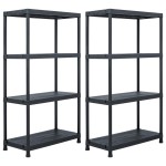 vidaXL Rafturi de depozitare, 2 buc. negru, 60 x 30 x 138 cm plastic vidaXL Rafturi de depozitare, 2 buc. negru, 60 x 30 x 138 cm plastic