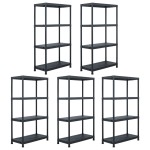 vidaXL Rafturi de depozitare, 5 buc. negru, 60 x 30 x 138 cm plastic vidaXL Rafturi de depozitare, 5 buc. negru, 60 x 30 x 138 cm plastic