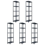 vidaXL Rafturi de depozitare 5 buc. negru 60x30x180 cm plastic 125 kg