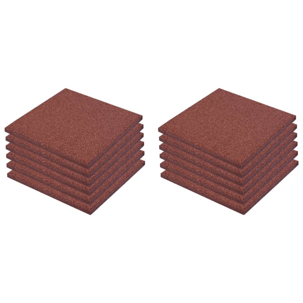 vidaXL Plăci de protecție la cădere 12 buc. roșu 50x50x3 cm cauciuc
