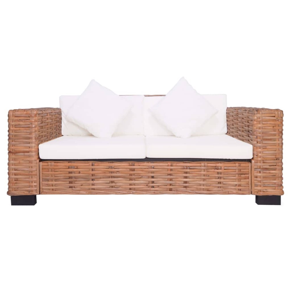 vidaXL Set de canapele de grădină cu perne, 2 piese, ratan natural