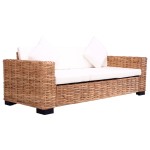 vidaXL Set de canapele de grădină cu perne, 2 piese, ratan natural vidaXL Set de canapele de grădină cu perne, 2 piese, ratan natural