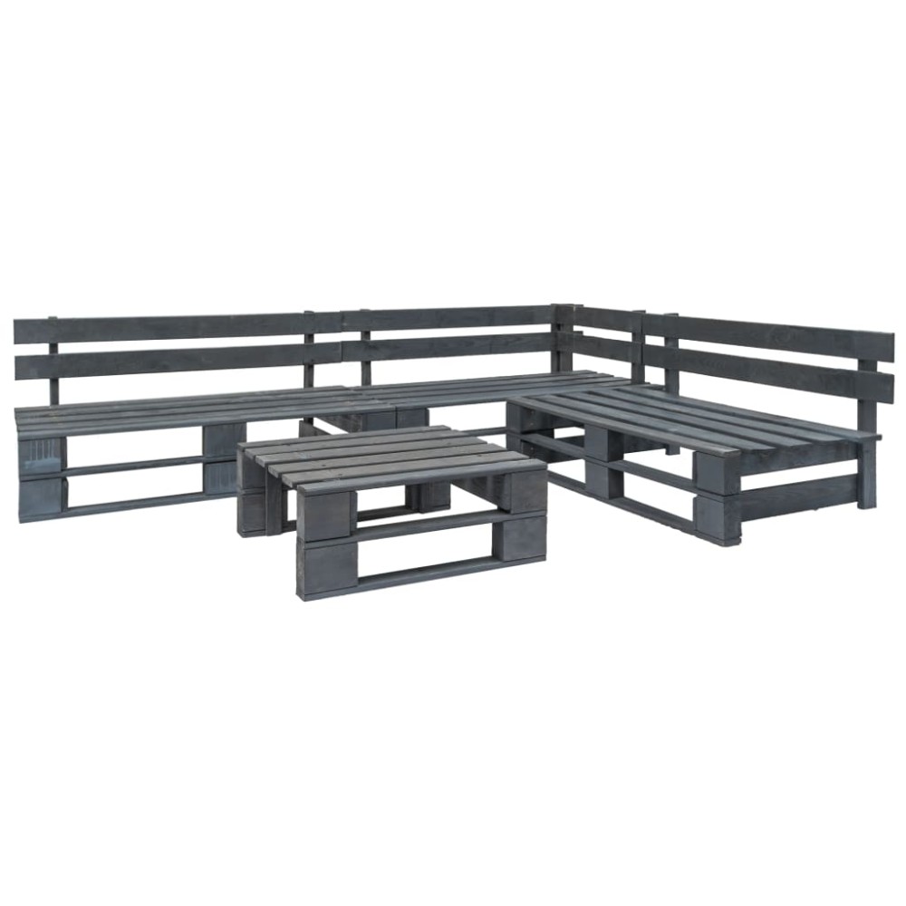 vidaXL Set mobilier de grădină din paleți, 4 piese, gri, lemn