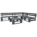 vidaXL Set mobilier de grădină din paleți, 4 piese, gri, lemn vidaXL Set mobilier de grădină din paleți, 4 piese, gri, lemn
