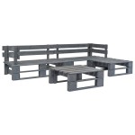 vidaXL Set mobilier de grădină din paleți, 4 piese, gri, lemn vidaXL Set mobilier de grădină din paleți, 4 piese, gri, lemn