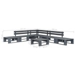 vidaXL Set mobilier de grădină din paleți, 6 piese, gri, lemn vidaXL Set mobilier de grădină din paleți, 6 piese, gri, lemn