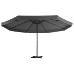vidaXL Umbrelă de soare de grădină, bază portabilă, antracit