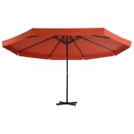 vidaXL Umbrelă de soare de grădină, bază portabilă, cărămiziu