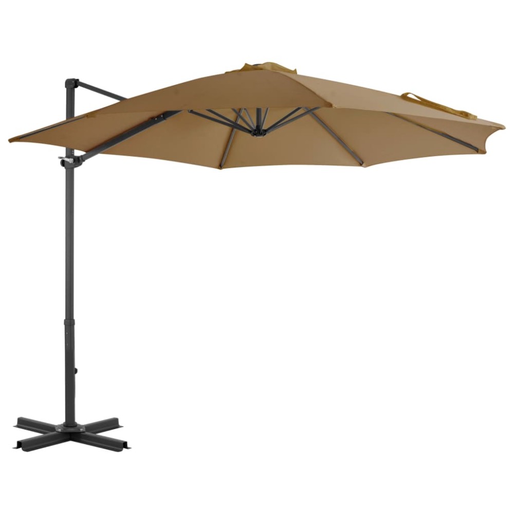 vidaXL Umbrelă de soare de grădină, bază portabilă, taupe