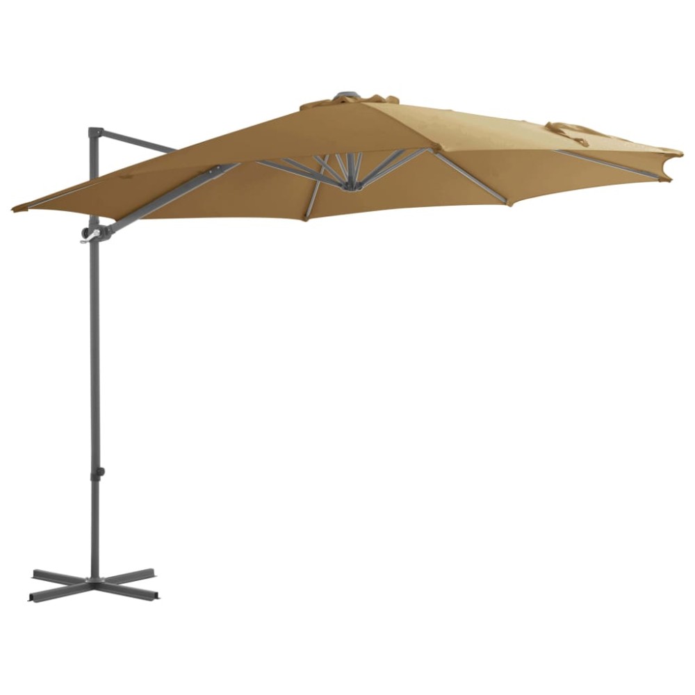 vidaXL Umbrelă de soare de grădină, bază portabilă, taupe