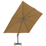 vidaXL Umbrelă de soare de grădină, bază portabilă, taupe
