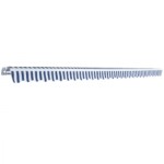 vidaXL Copertină pliabilă acționată manual, albastru/alb, 600 cm