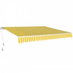 vidaXL Copertină pliabilă acționată manual, galben/alb, 600 cm vidaXL Copertină pliabilă acționată manual, galben/alb, 600 cm