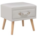 vidaXL Noptiere, 2 buc., alb, 40 x 35 x 40 cm, piele ecologică