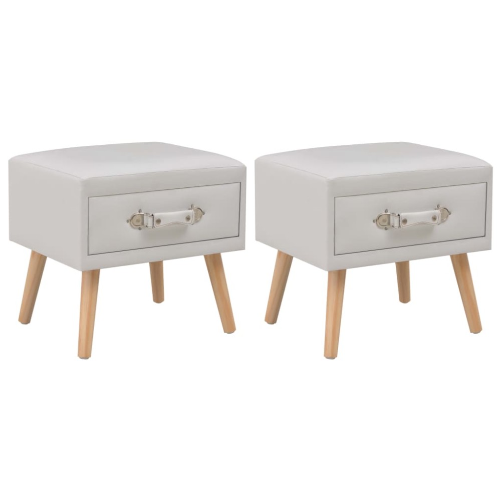 vidaXL Noptiere, 2 buc., alb, 40 x 35 x 40 cm, piele ecologică