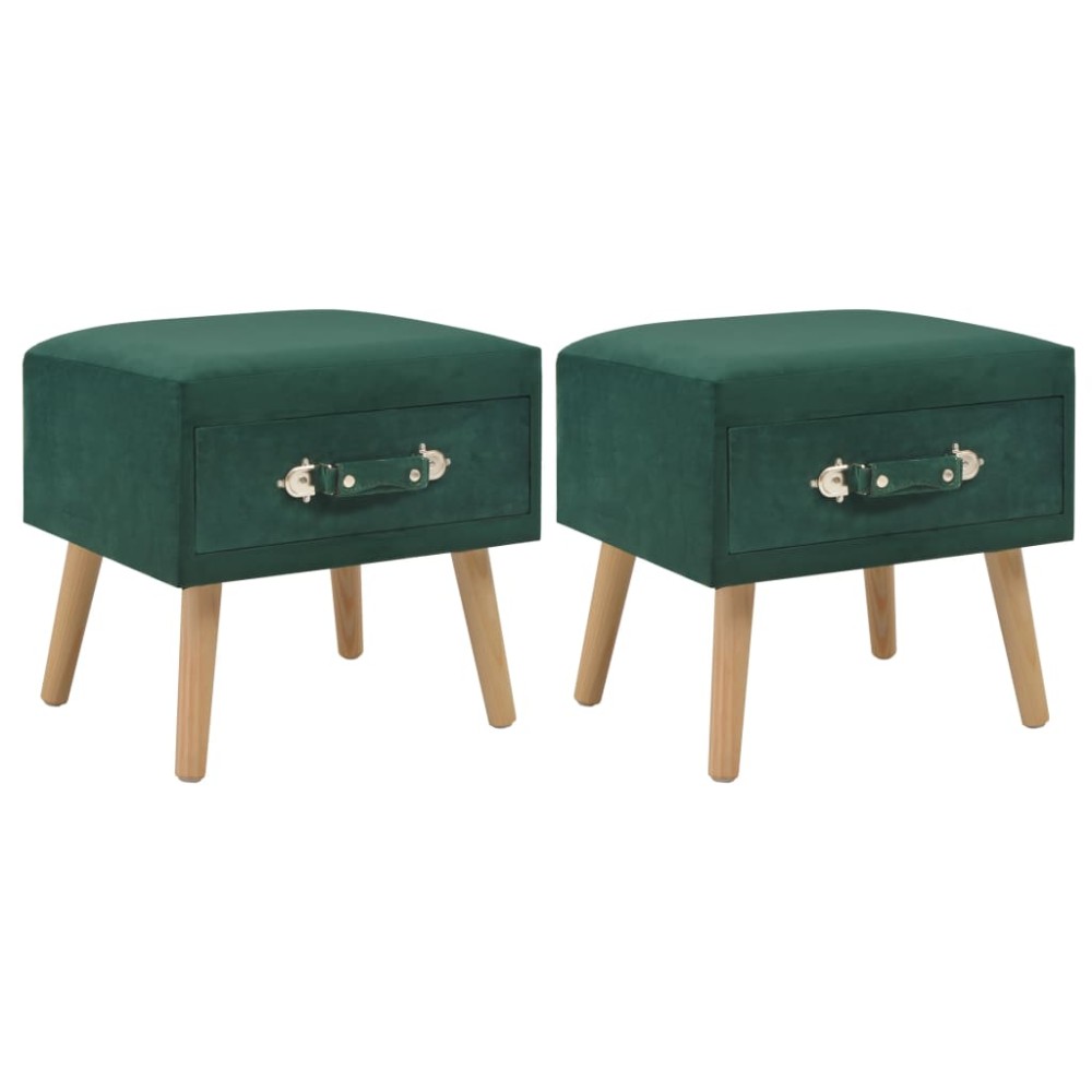 vidaXL Noptiere, 2 buc., verde, 40 x 35 x 40 cm, catifea