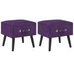 vidaXL Noptiere, 2 buc., mov închis, 40 x 35 x 40 cm, catifea vidaXL Noptiere, 2 buc., mov închis, 40 x 35 x 40 cm, catifea