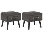 vidaXL Noptiere, 2 buc., gri, 40 x 35 x 40 cm, catifea vidaXL Noptiere, 2 buc., gri, 40 x 35 x 40 cm, catifea