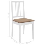 vidaXL Scaune de bucătărie cu perne, 6 buc., alb, lemn masiv