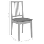 vidaXL Scaune de bucătărie cu perne, 6 buc., gri, lemn masiv