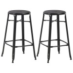 vidaXL Set mobilier de bar, 3 piese, negru, oțel vidaXL Set mobilier de bar, 3 piese, negru, oțel