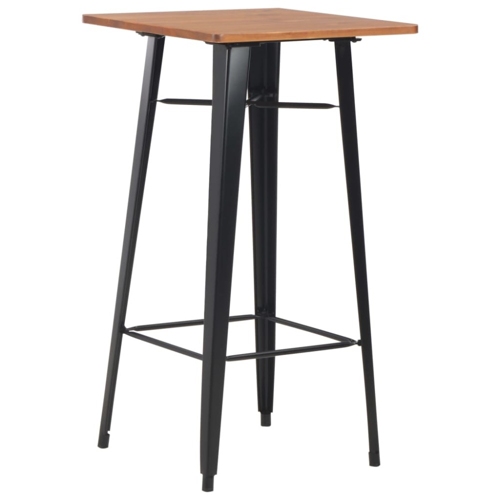 vidaXL Set mobilier de bar, 3 piese, negru, oțel