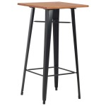 vidaXL Set mobilier de bar, 3 piese, negru, oțel