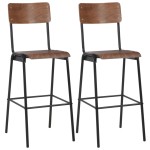 vidaXL Set mobilier de bar, 3 piese, maro și negru, oțel vidaXL Set mobilier de bar, 3 piese, maro și negru, oțel