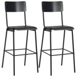 vidaXL Set mobilier de bar, 3 piese, negru, oțel vidaXL Set mobilier de bar, 3 piese, negru, oțel