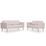 vidaXL Set de canapele, 2 piese, crem, material textil vidaXL Set de canapele, 2 piese, crem, material textil