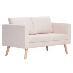 vidaXL Set de canapele, 2 piese, crem, material textil vidaXL Set de canapele, 2 piese, crem, material textil
