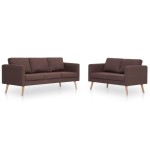 vidaXL Set de canapele, 2 piese, maro, material textil vidaXL Set de canapele, 2 piese, maro, material textil