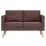 vidaXL Set de canapele, 2 piese, maro, material textil vidaXL Set de canapele, 2 piese, maro, material textil