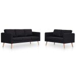 vidaXL Set canapele, 2 piese, negru, material textil