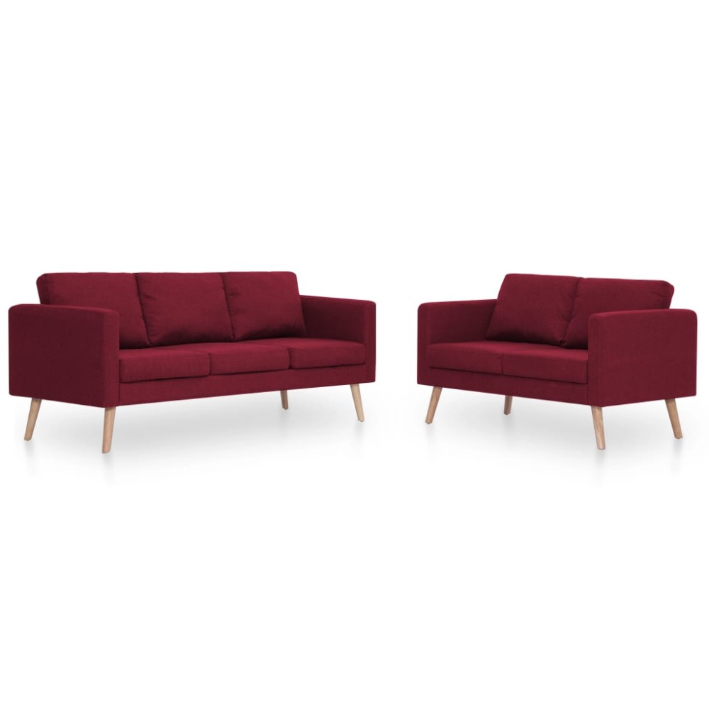 vidaXL Set de canapele, 2 piese, bordo, material textil