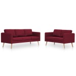 vidaXL Set de canapele, 2 piese, bordo, material textil vidaXL Set de canapele, 2 piese, bordo, material textil