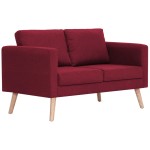 vidaXL Set de canapele, 2 piese, bordo, material textil vidaXL Set de canapele, 2 piese, bordo, material textil