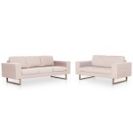 vidaXL Set de canapele, 2 piese, crem, material textil vidaXL Set de canapele, 2 piese, crem, material textil