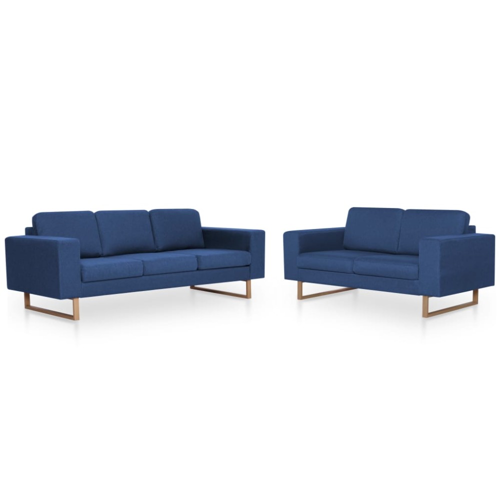 vidaXL Set de canapele, 2 piese, albastru, material textil